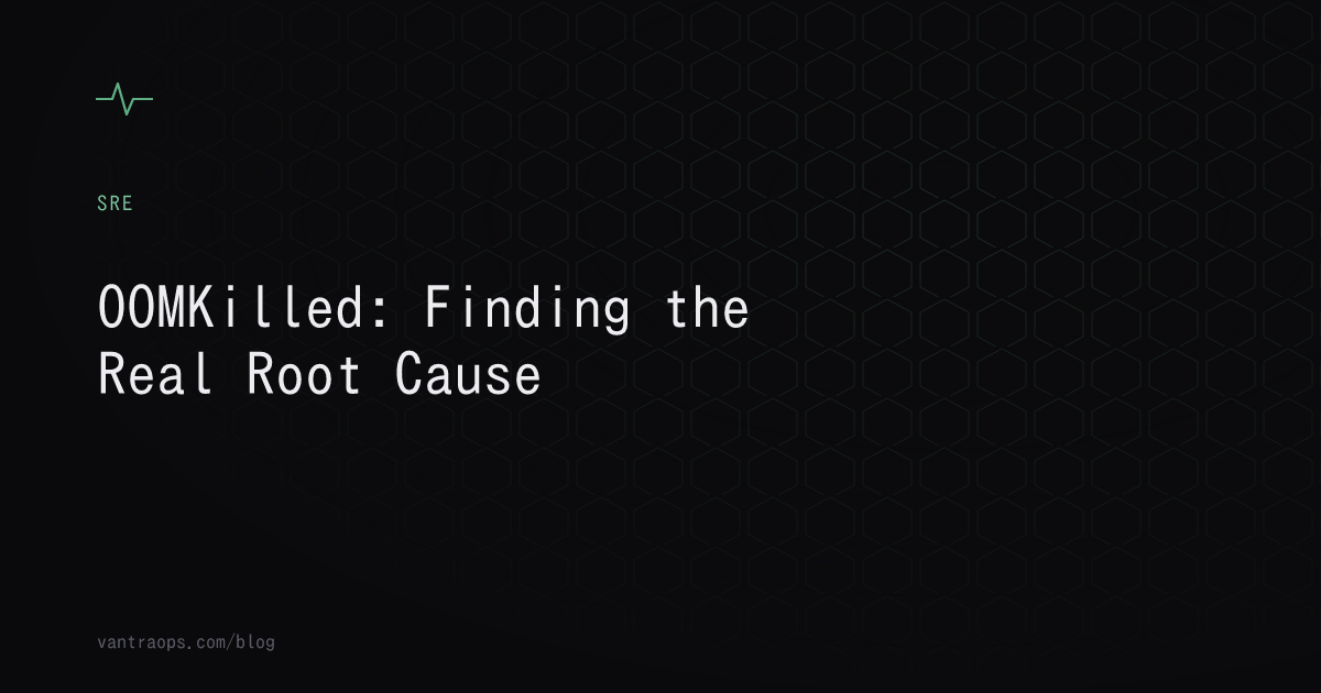 Abstract pulse-wave icon representing root cause analysis of an OOMKilled pod