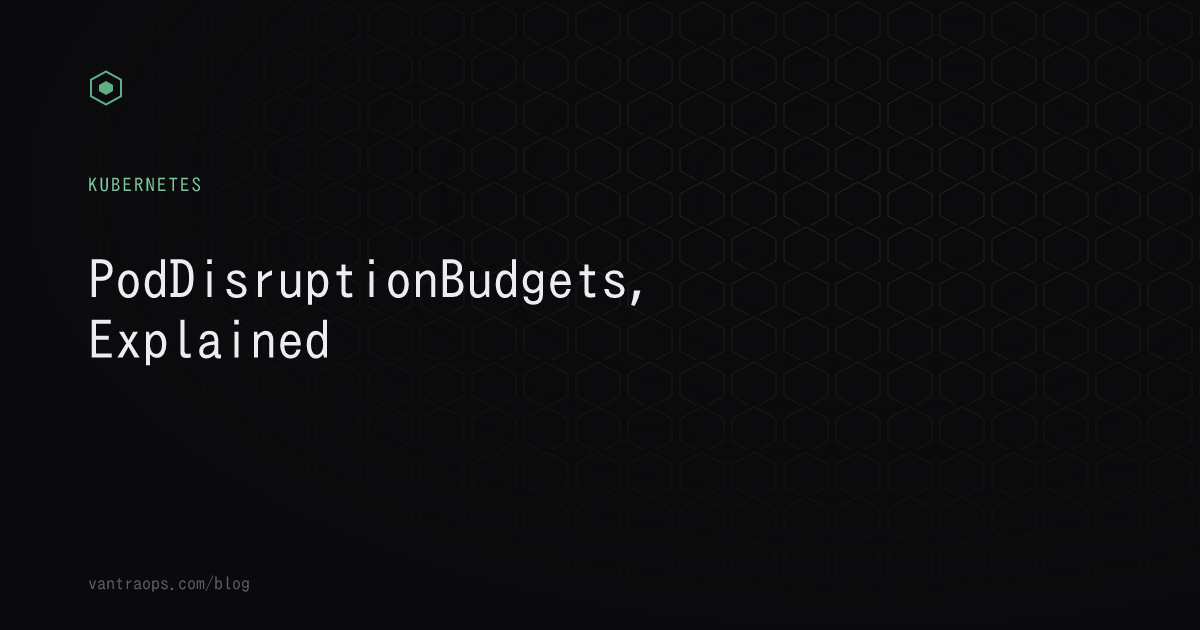 Abstract Kubernetes hexagon node icon representing PodDisruptionBudgets